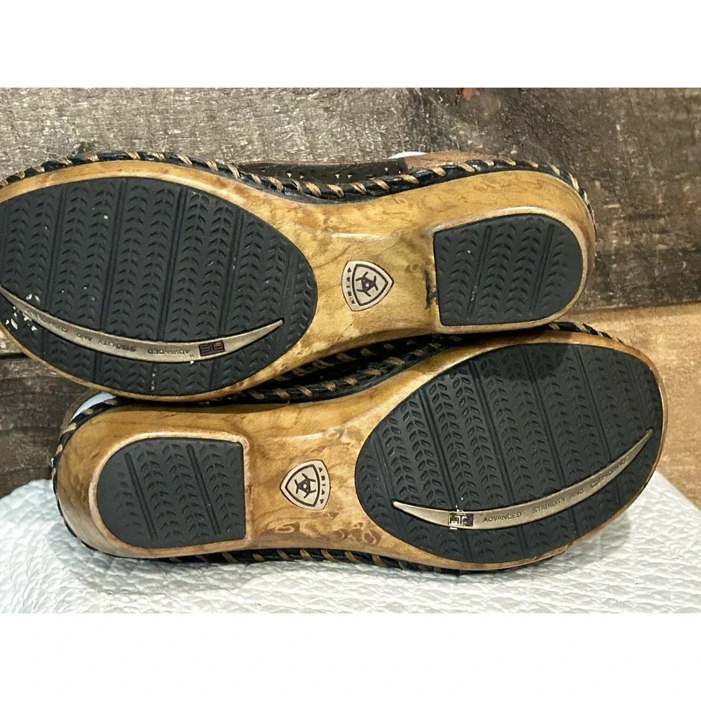 Ariat Sandals Del Ray Leather‎ Black Brown Adjustable Sz 6.5 B